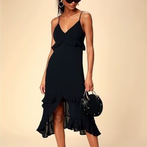 Black Ruffled Midi Dress